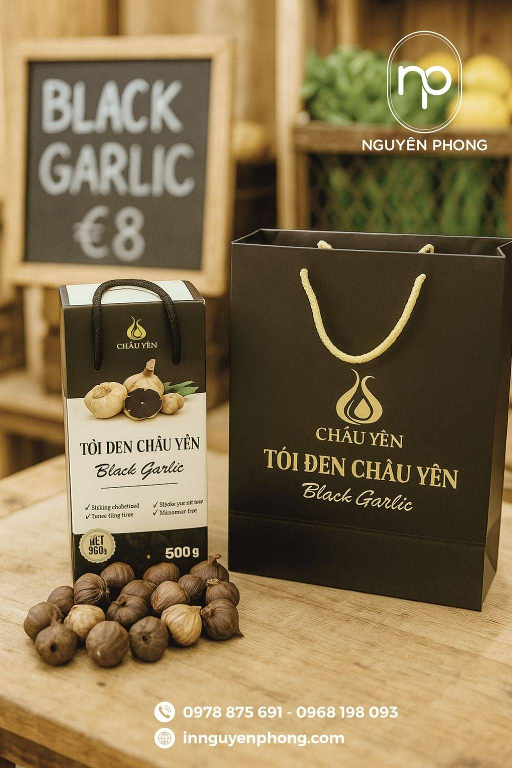 Mẫu túi giấy đựng tỏi đen chắc chắn